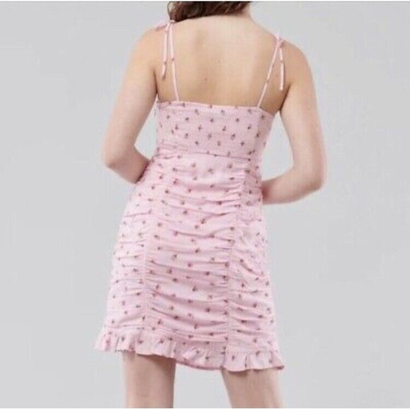 Hollister Ruched Tie-Shoulder Floral Mini Dress New Size XS - Picture 2 of 9